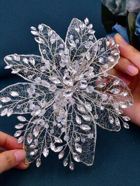 Bridal Crystal Flower Hair Clip, Wedding Prom Hair Accessory